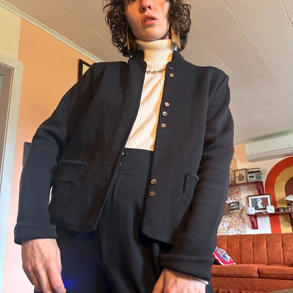 1950s Pure virgin wool Brigus Knitting Mills black fully-fashioned blazer! - Picture 11 of 16